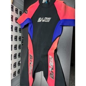 BARE Youth Lg Shorty‎ Wetsuit Red Black Blue Neoprene Size L Surf Swim Snorkel